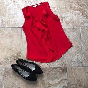 New York & Co red ruffle shell blouse XS